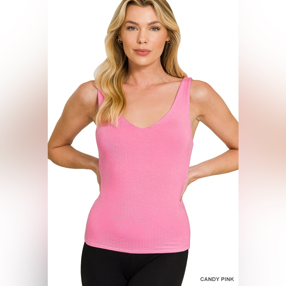 Pink V-Neck Tank Top